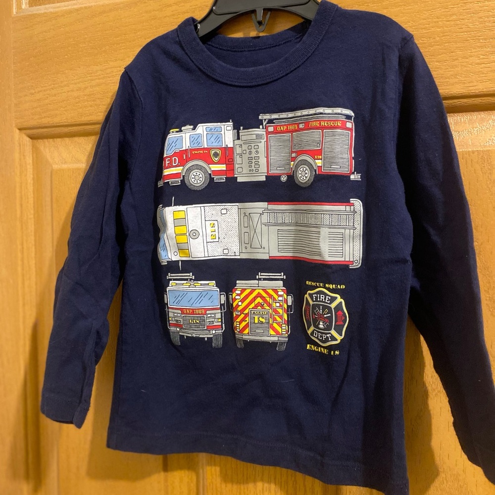 GAP Kids Navy Fire Truck Long Sleeve Tee